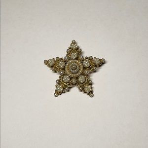 Vintage Florenza Faux Pearl Star Brooch